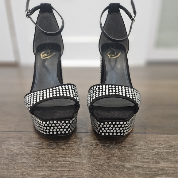 NIB 💎 Sam EDELMAN Nellie Glitz Platform Sandals- SIZE 9 - Picture 2 of 16